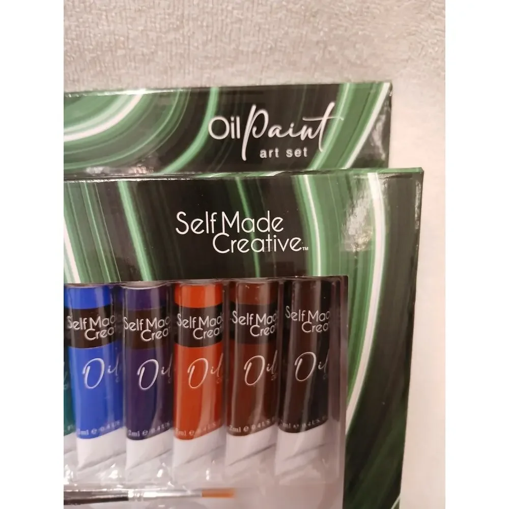 17 Pc Oil Paint Art Set w 4 Taklon Paint Brushes + Art Palette Value Professiona